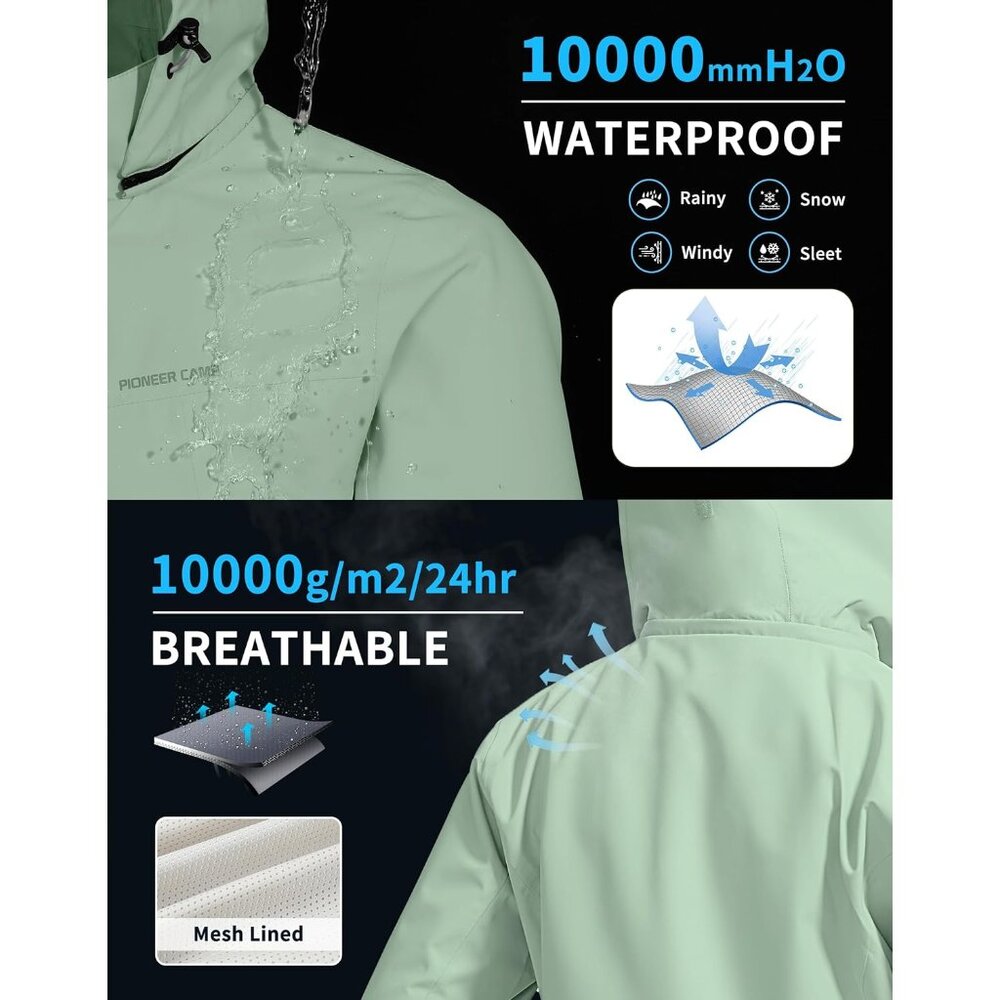 Women's Waterproof Shell Rain Jacket Lightweight … - image 3